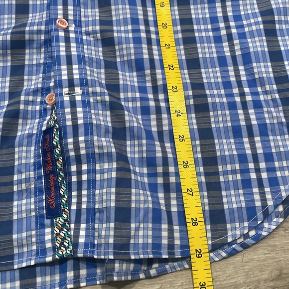 ROBERT GRAHAM "X" Size Medium Blue and White Plaid Long-Sleeve Shirt - Picture 7 of 7